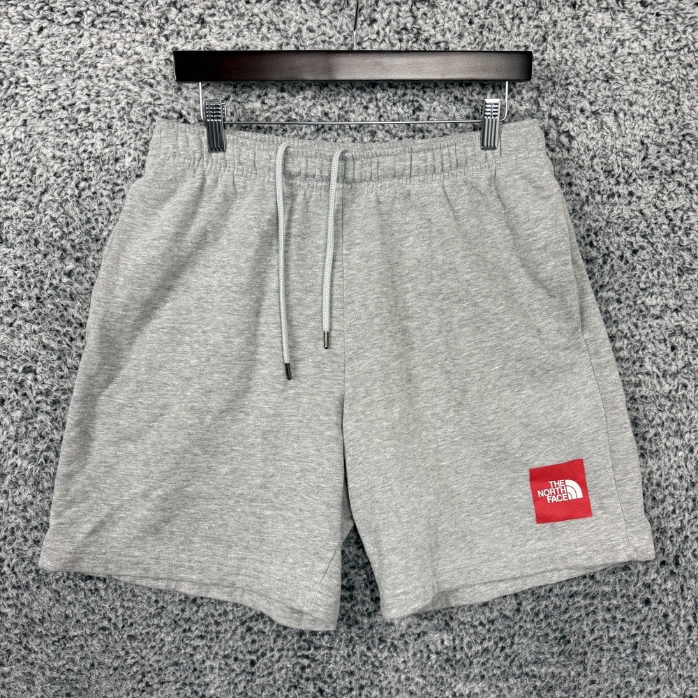 The North Face Shorts Mens Large Gray Fleece Sweat 8" Inseam Logo Gym Pockets